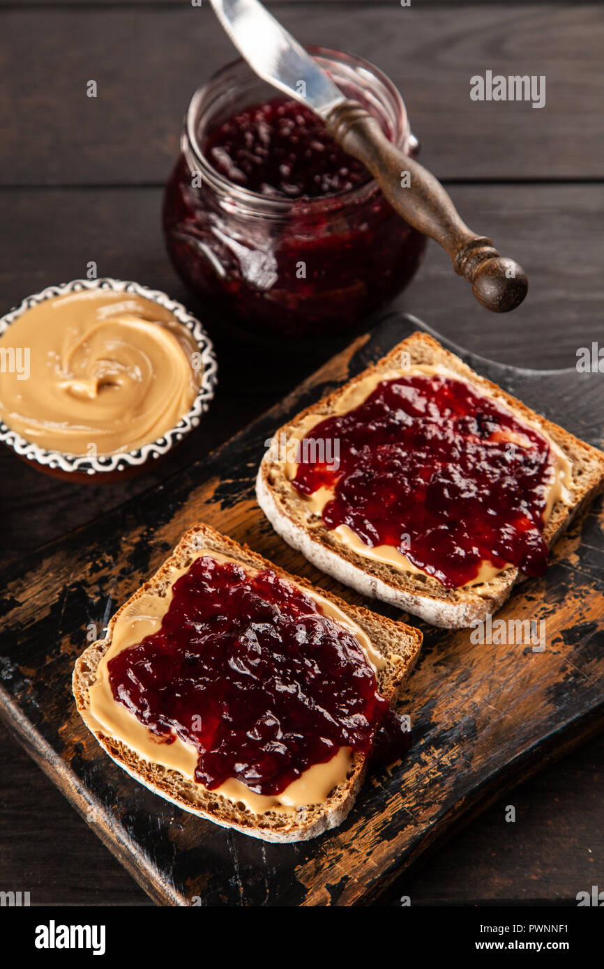 Peanut butter and jelly sandwich Stock Photo Alamy