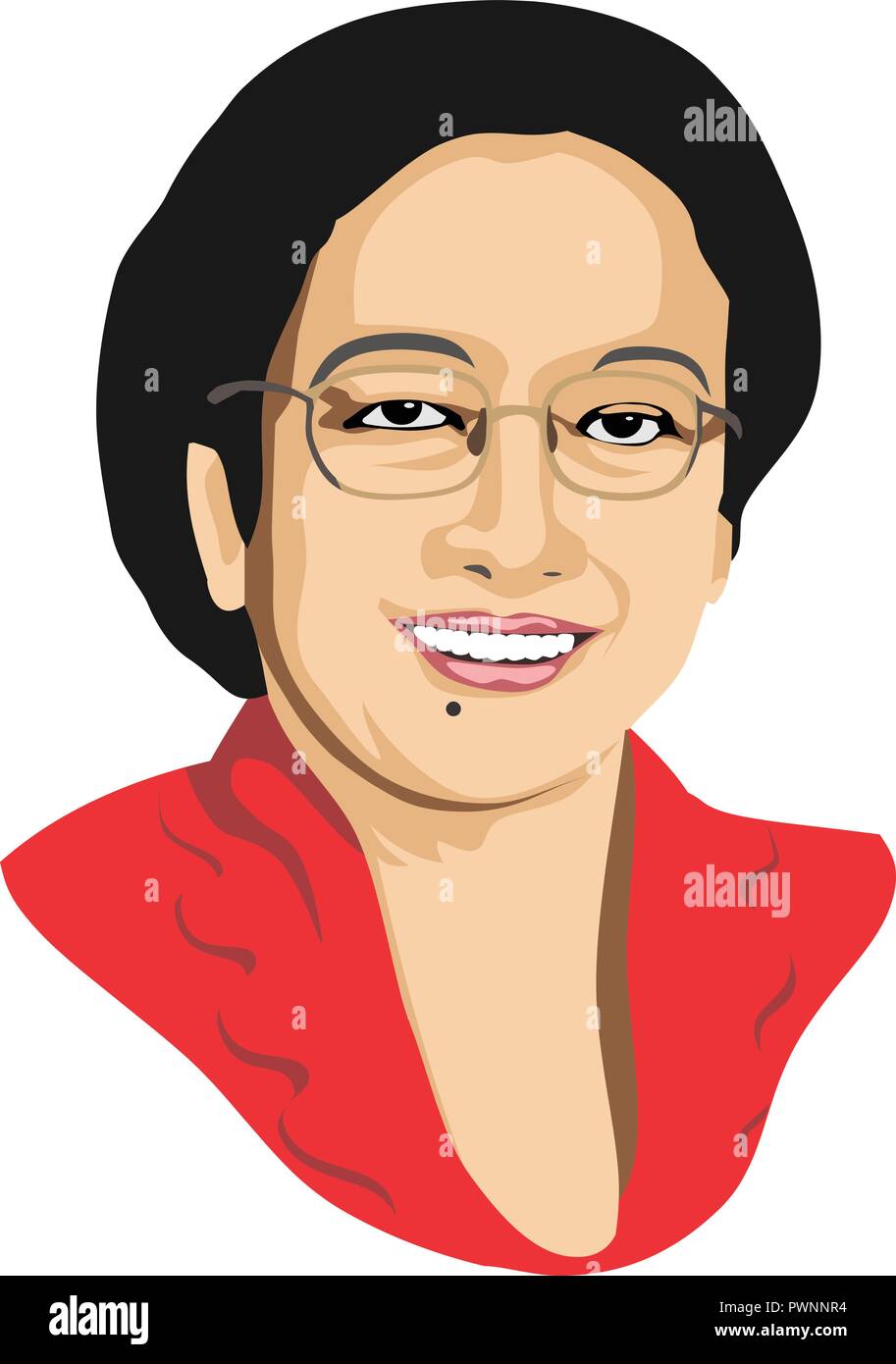 5th President of Republic of Indonesia - Megawati Soekarnoputri Stock Vector