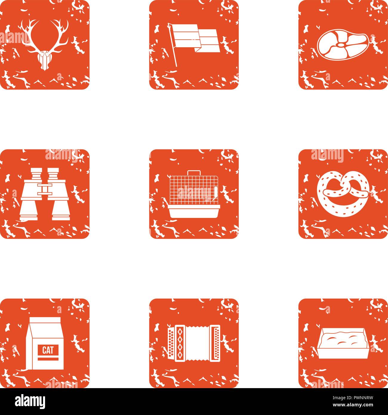 Shiver icons set, grunge style Stock Vector