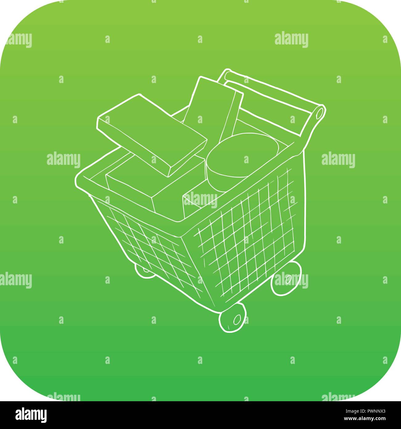 Sale shopping cart with boxes icon green vector Stock Vector Image ...