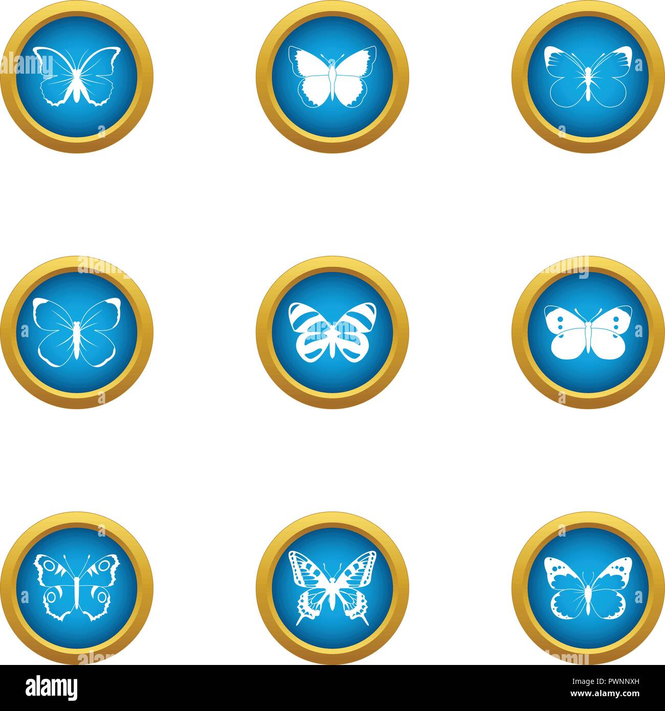 Butterfly pattern icons set, flat style Stock Vector Image & Art - Alamy