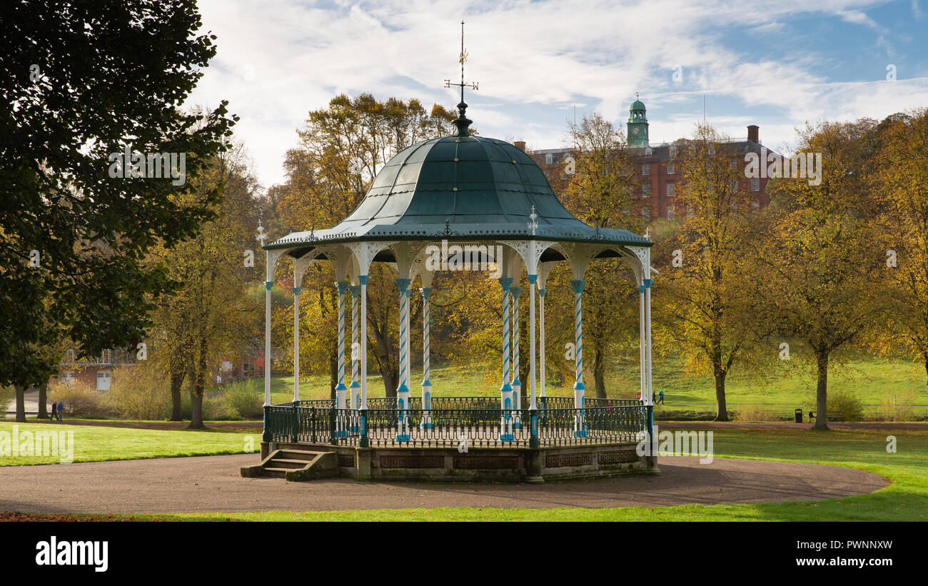 Autumn Sunshine. The Bandstand, Quarry Park, Shrewsbury, Shropshire, West Midlands Stock Photo