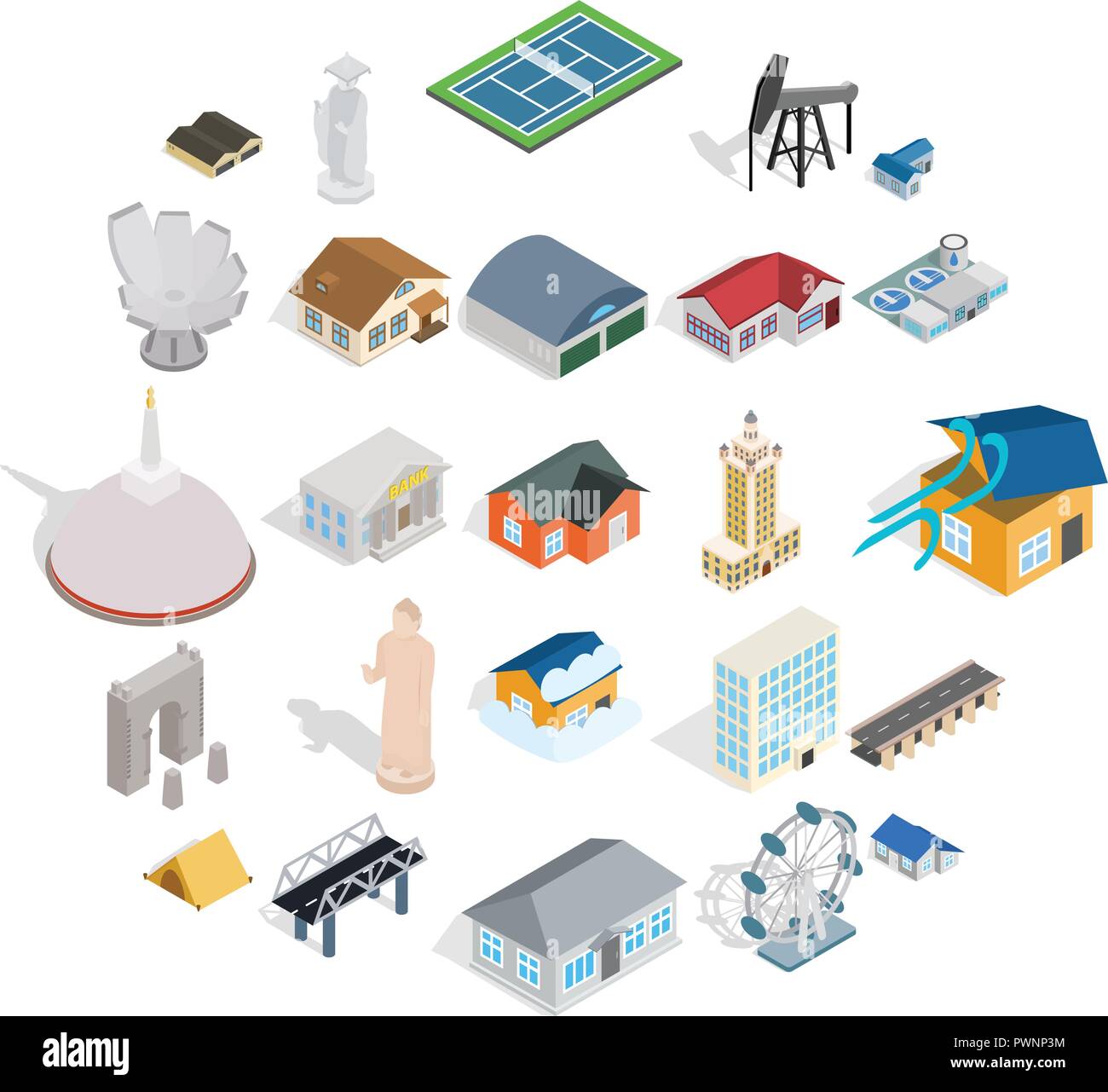 Storehouse icons set, isometric style Stock Vector