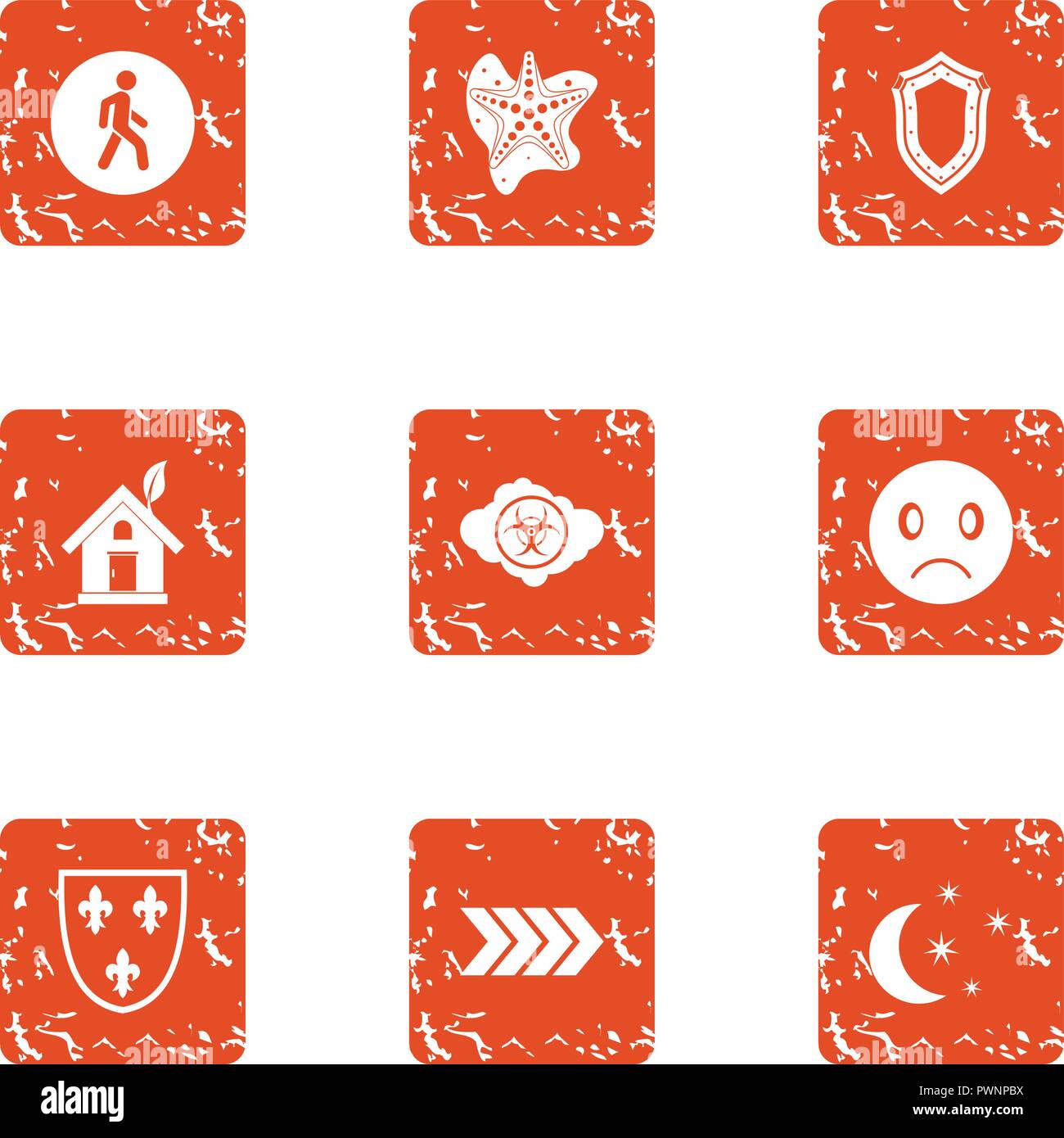 Ecologist icons set, grunge style Stock Vector