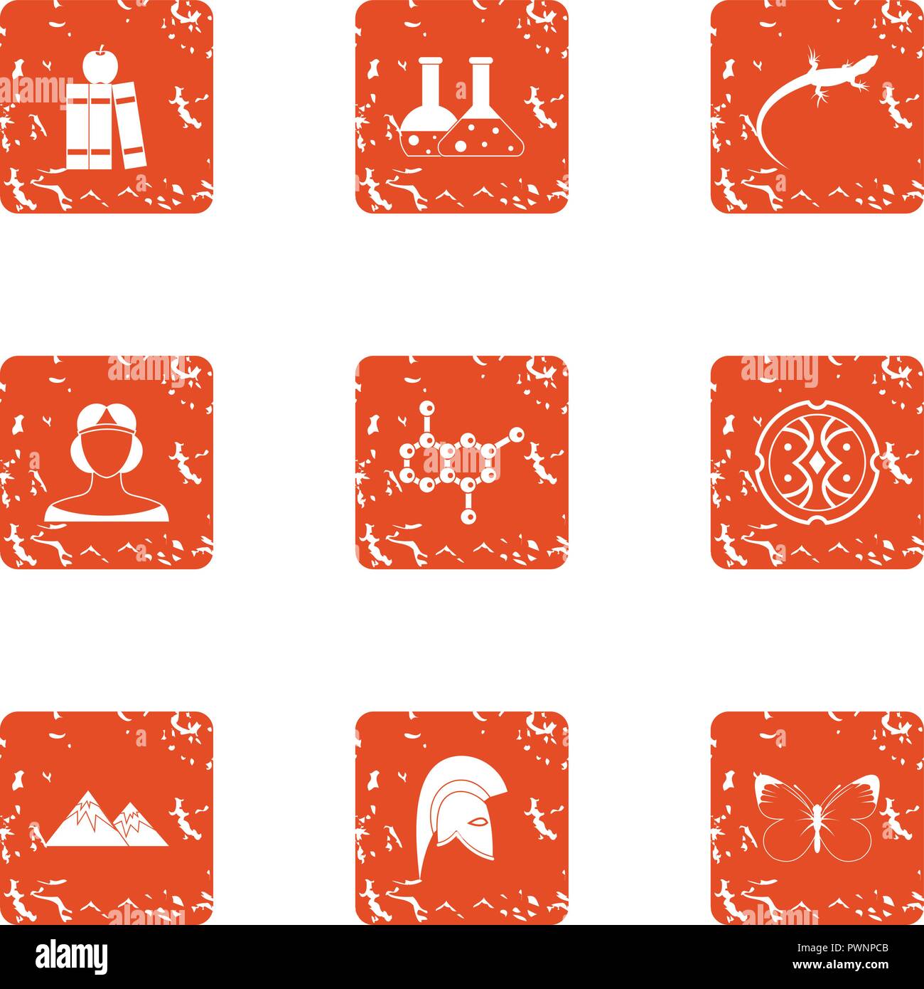 DNA test icons set, grunge style Stock Vector