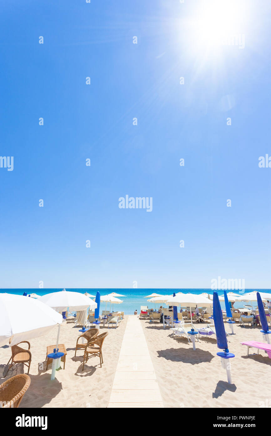 Lido Venere, Apulia, Italy - The sun is burning hot at the beach of Lido Venere Stock Photo