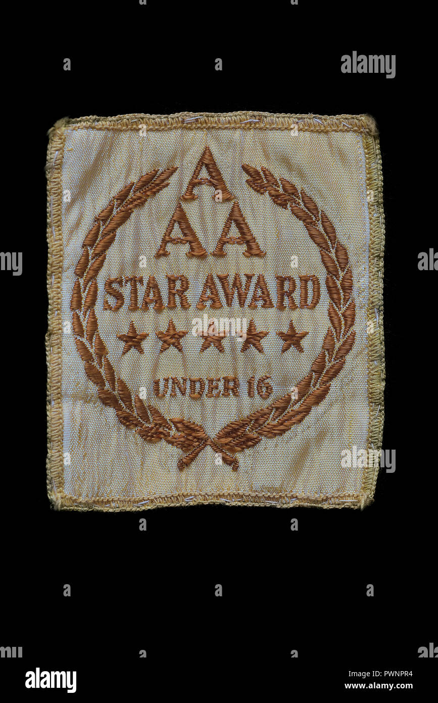 AAA five star award badge, under 16, UK, Circa 1970's Stock Photo
