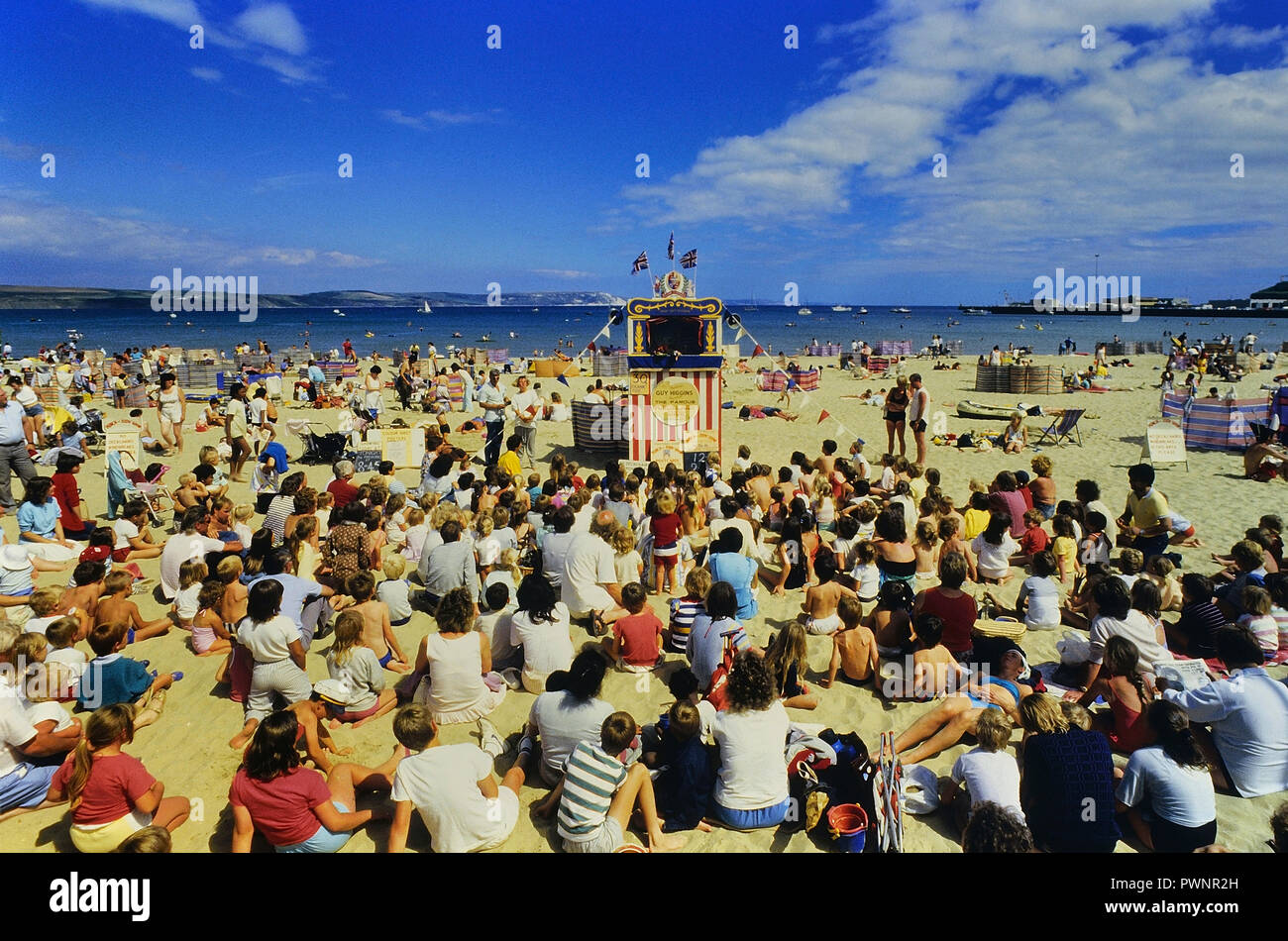 Punch and Judy traditional puppet show, Weymouth beach, Dorset, England