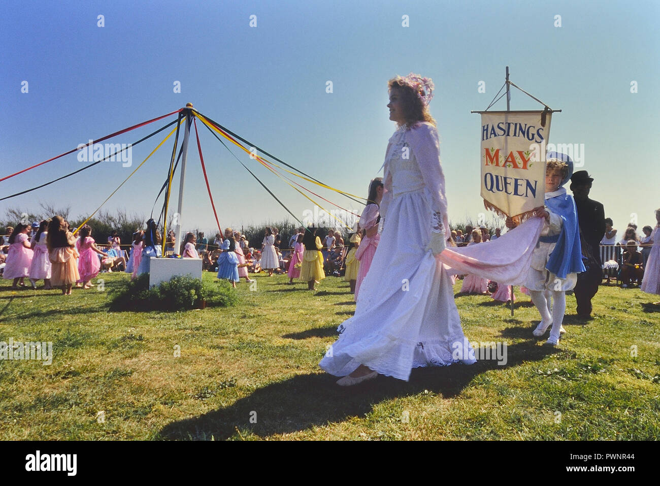 The Crowning of the May Queen, Hastings, East Sussex, England, UK. Circa 1990's Stock Photo