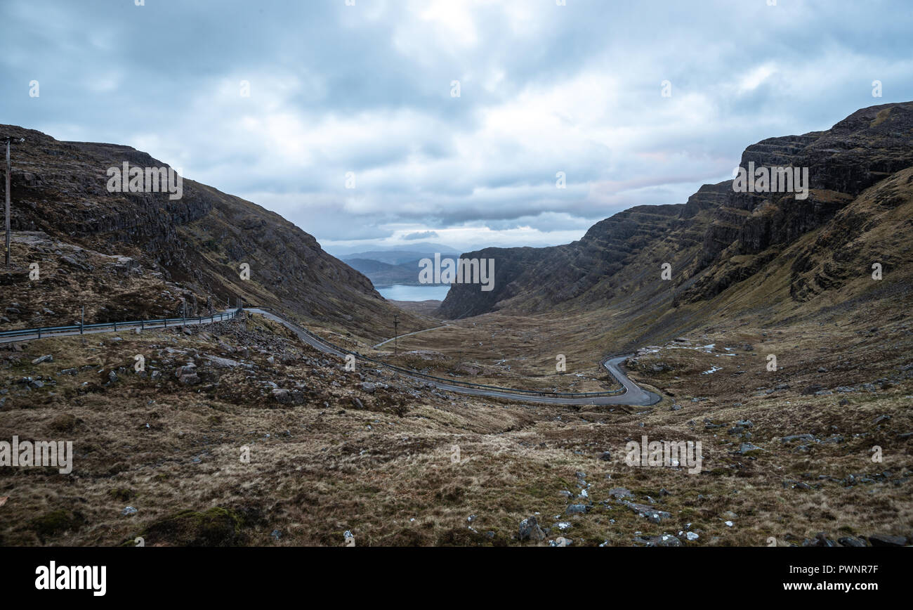 Winding road at Bealach na Ba Viewpoint, Applecross Peniunsula, Wester