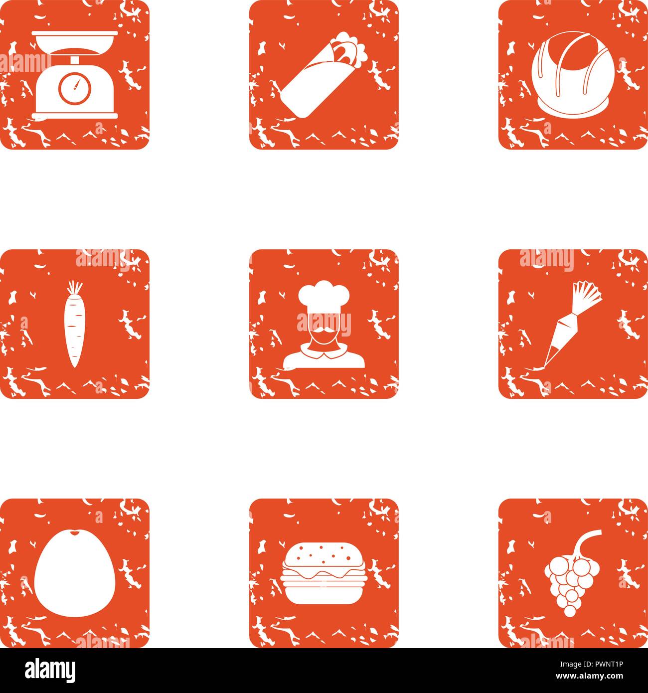 Head icons set, grunge style Stock Vector