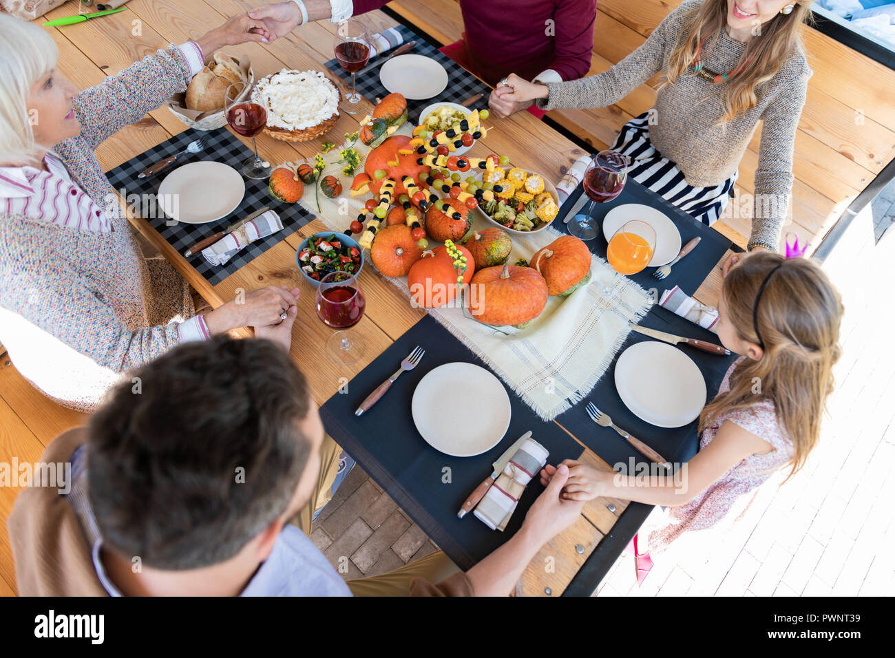 Top view of happy family that holding hands Stock Photo - Alamy