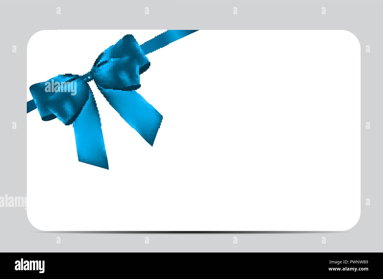 Blank Gift Card Template with Blue Bow and Ribbon. Vector Illustration ...