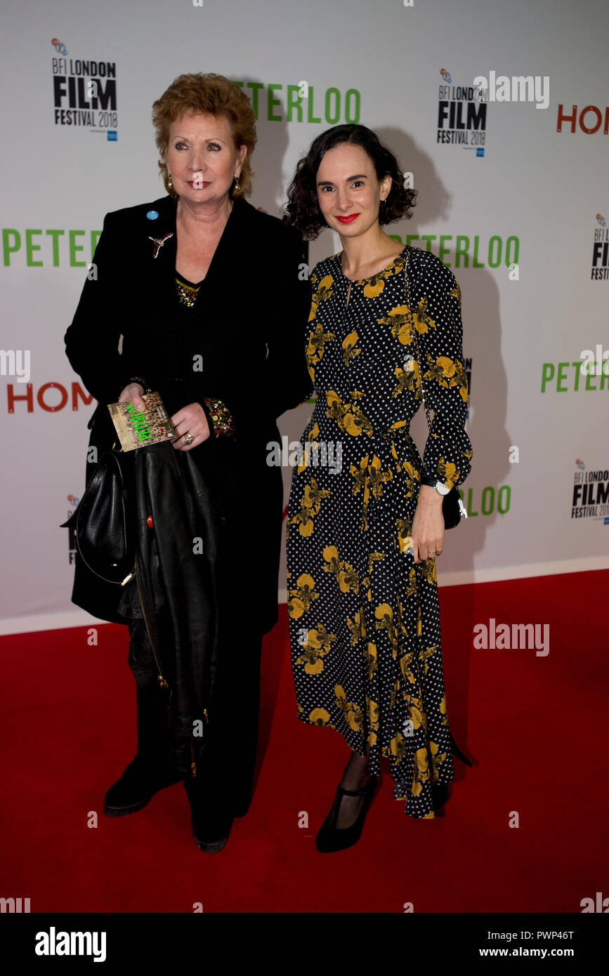 Manchester, UK. 17th October 2018. Actress Simona Bitmate (right) who plays the character Esther arrives at the BFI London Film Festival premiere of Peterloo, at the Home complex in Manchester. Credit: Russell Hart/Alamy Live News Stock Photo