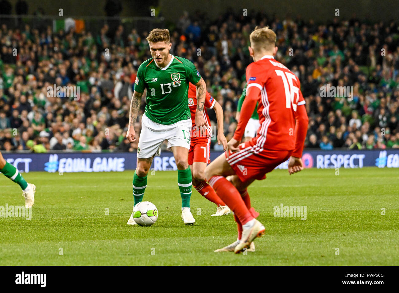 Dublin, Dublin, Ireland. 16th Oct, 2018. Jeff Hendrick seen in action during the Rep of Ireland vs Wales UEFA Nations League match at the Aviva Stadium.Final Score Ireland 0-1 Wales Credit: Ben Ryan/SOPA Images/ZUMA Wire/Alamy Live News Stock Photo