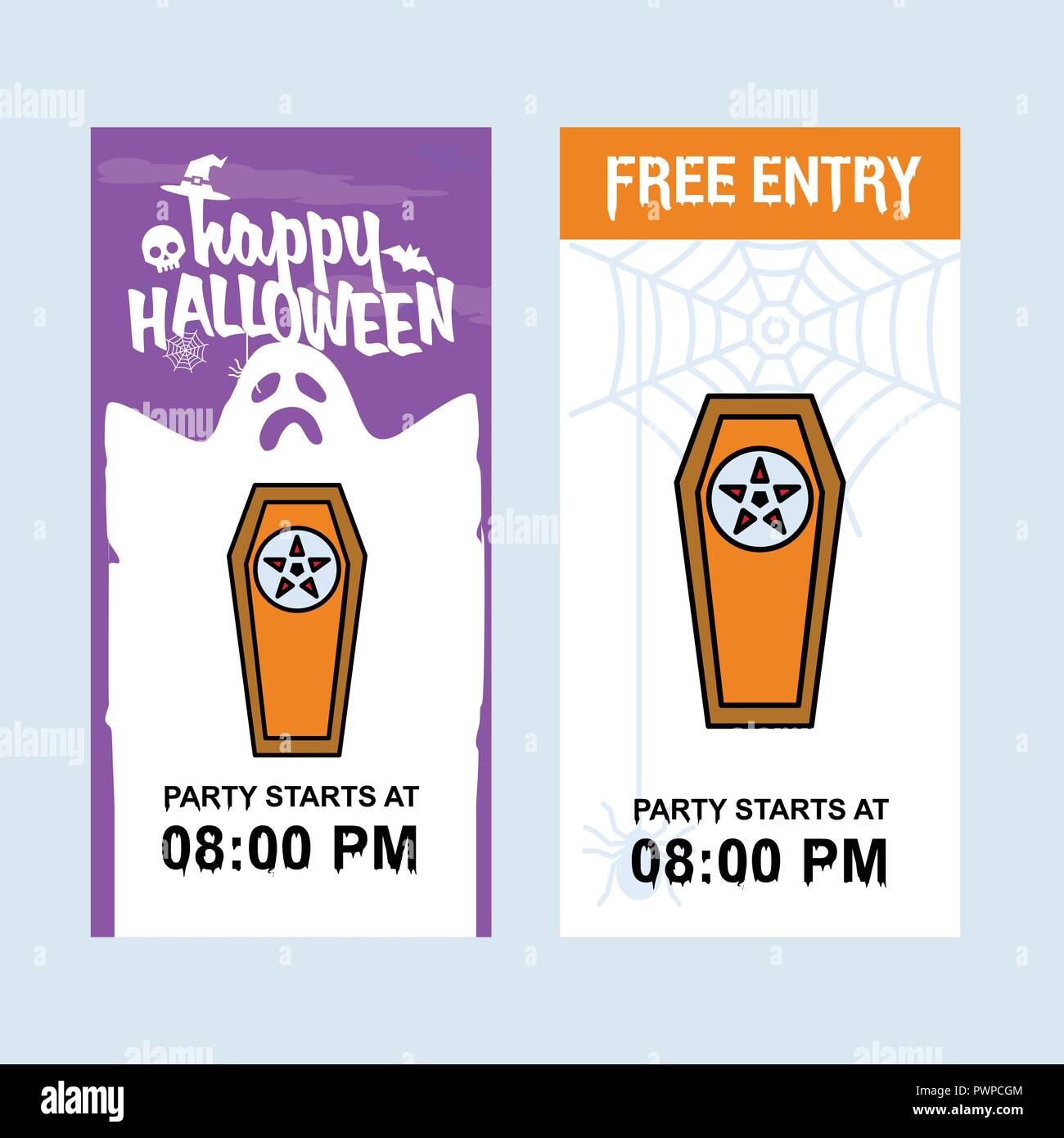 Happy Halloween invitation design with coffin vector Stock Vector Image ...