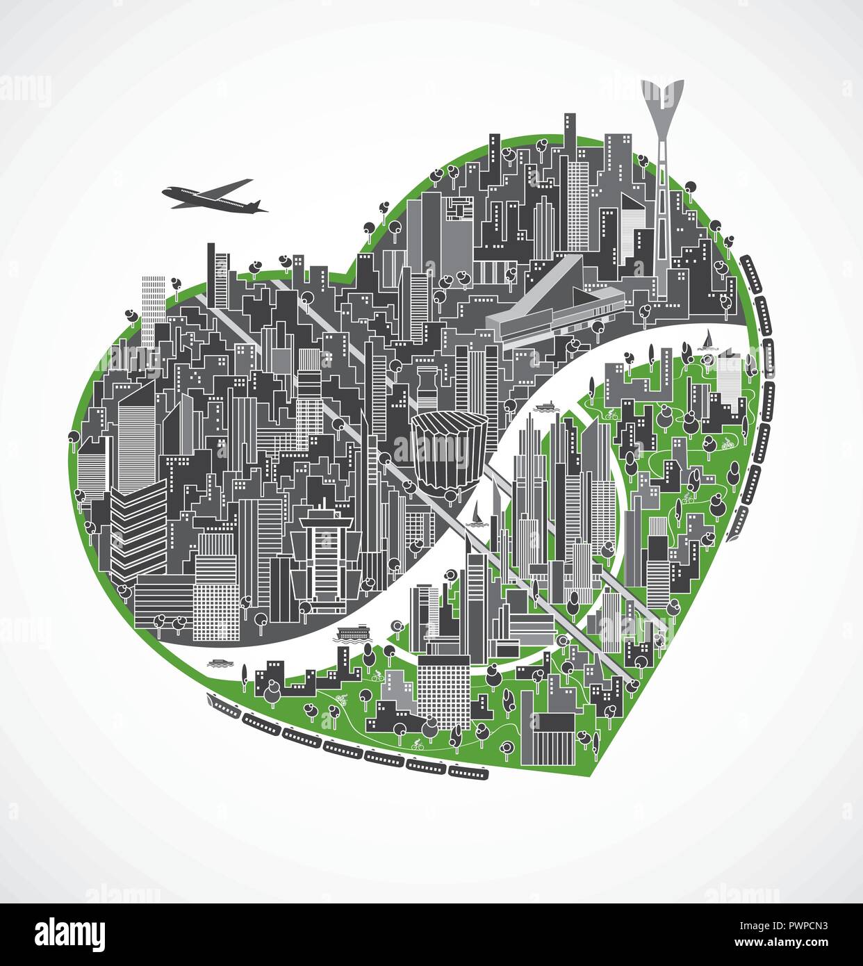 Vector illustration of the big city life Stock Vector