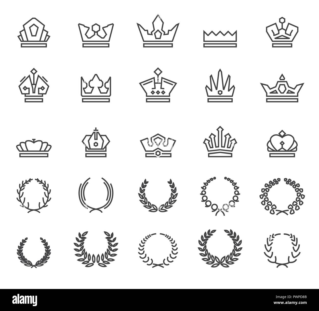 Icons wreaths and crowns vector illustration for your design Stock Vector