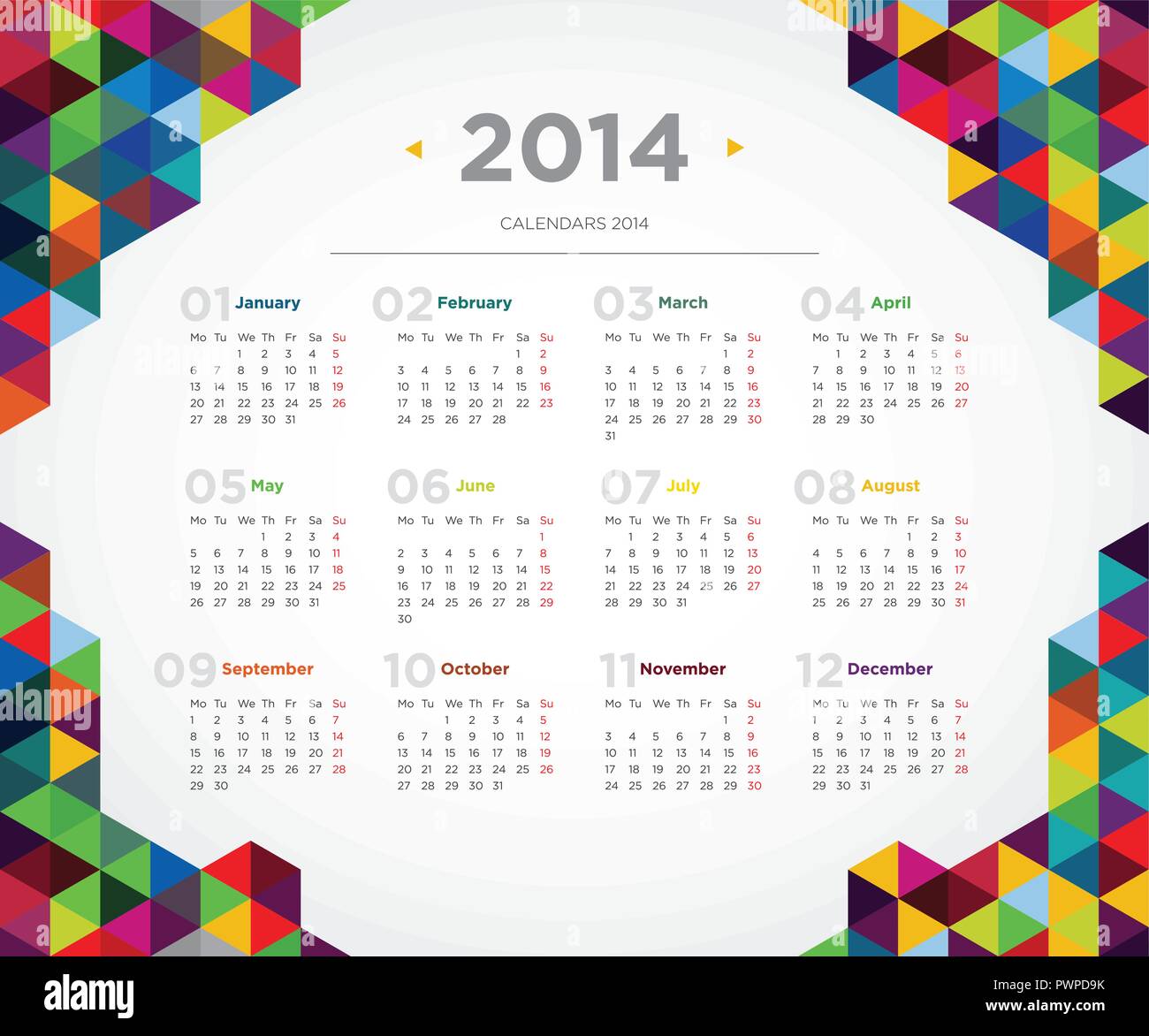 Vector template design calendar 2014 for your design Stock Vector