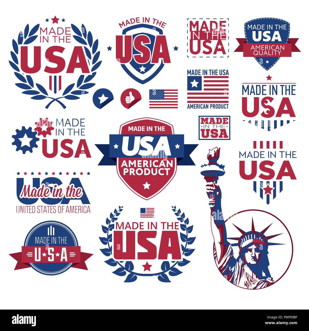 Label Made in the USA Vector badges for branding your product Stock