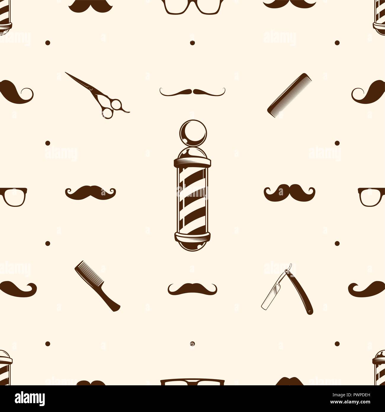 Seamless barbershop pattern vector illustration for your design Stock Vector