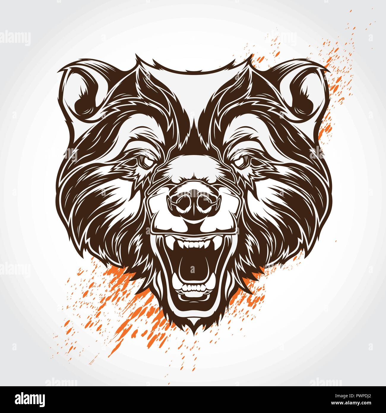 Tattoo art animal bear cat and fox hand drawing and sketch black and white  | Stock vector | Colourbox