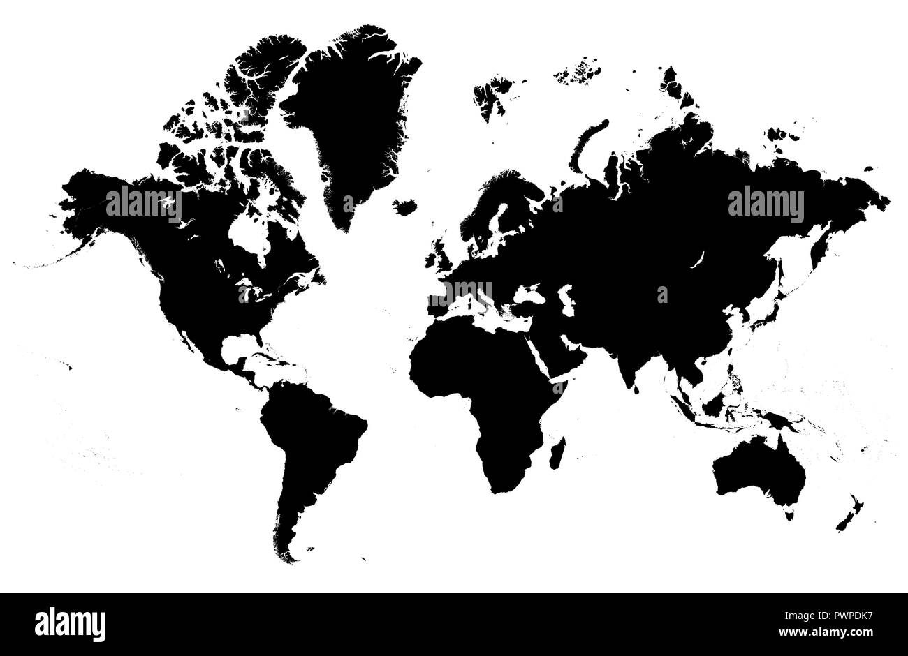 Detailed map of the world vector silhouette template for your design Stock Vector