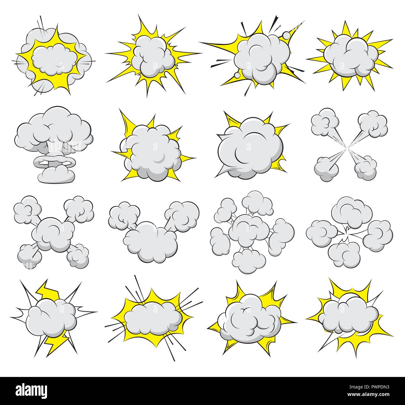 Set vector volumetric comic bubble template for your design Stock Vector