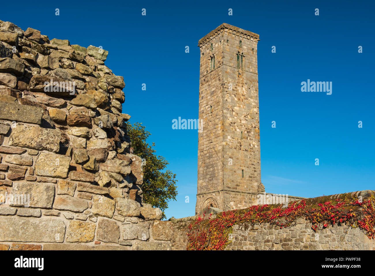 St. Andrews Cathedral and St. Rule's Tower, St Andrews, Fife, Scotland. Stock Photo