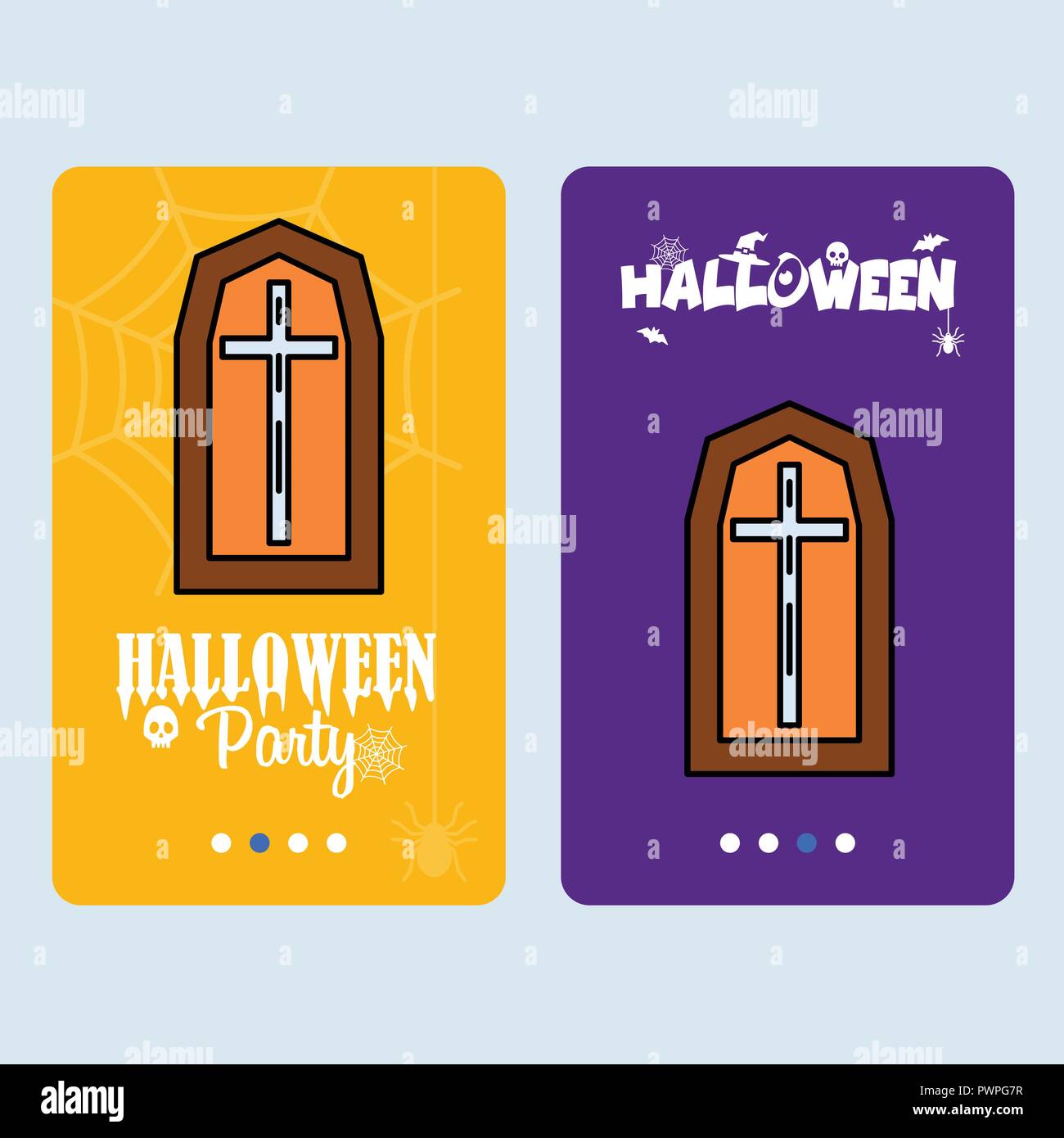 Happy Halloween invitation design with coffins vector Stock Vector ...