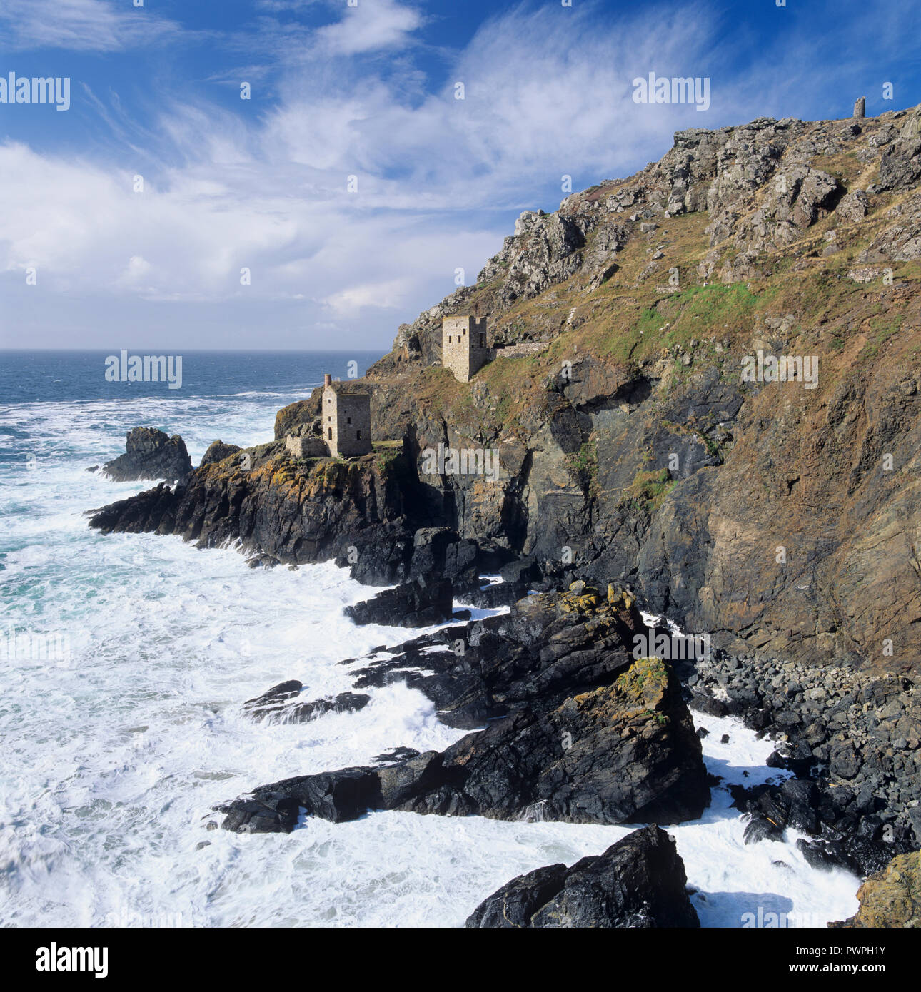 Crowns Engine houses of the Botallack Mine, near St Just, Cornwall, England, United Kingdom, Europe Stock Photo