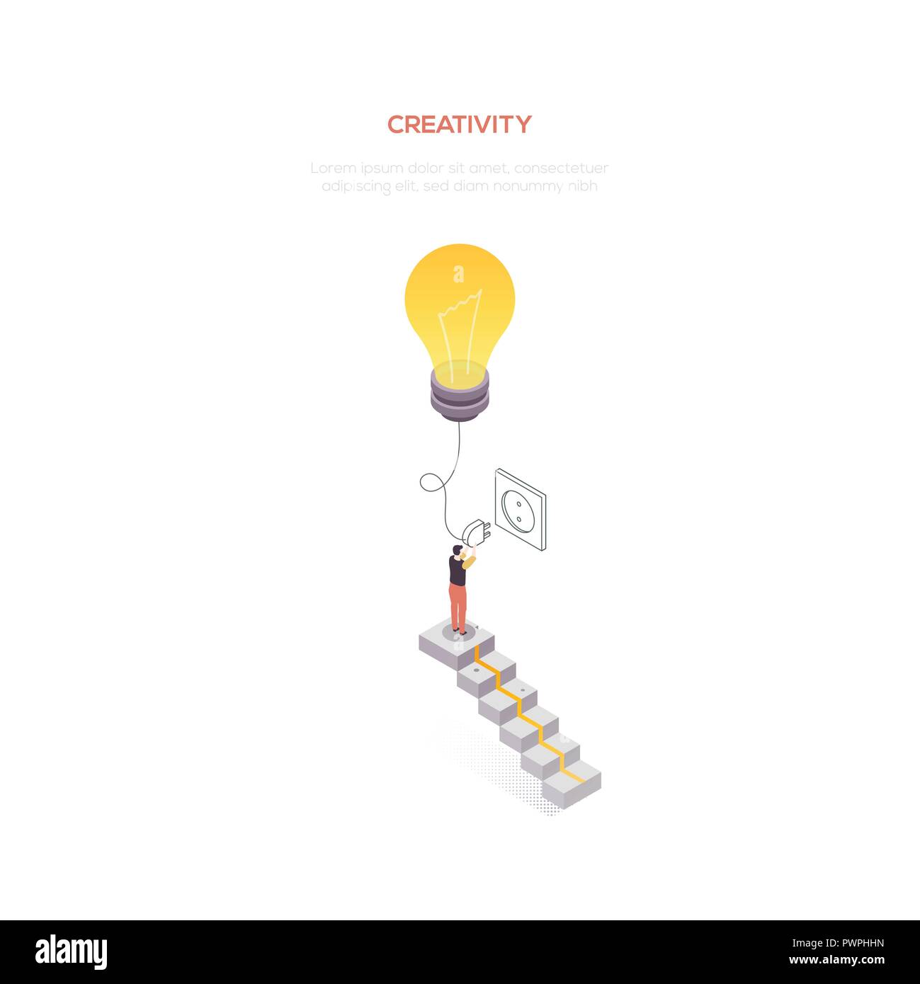 Creativity concept - modern isometric vector web banner Stock Vector ...