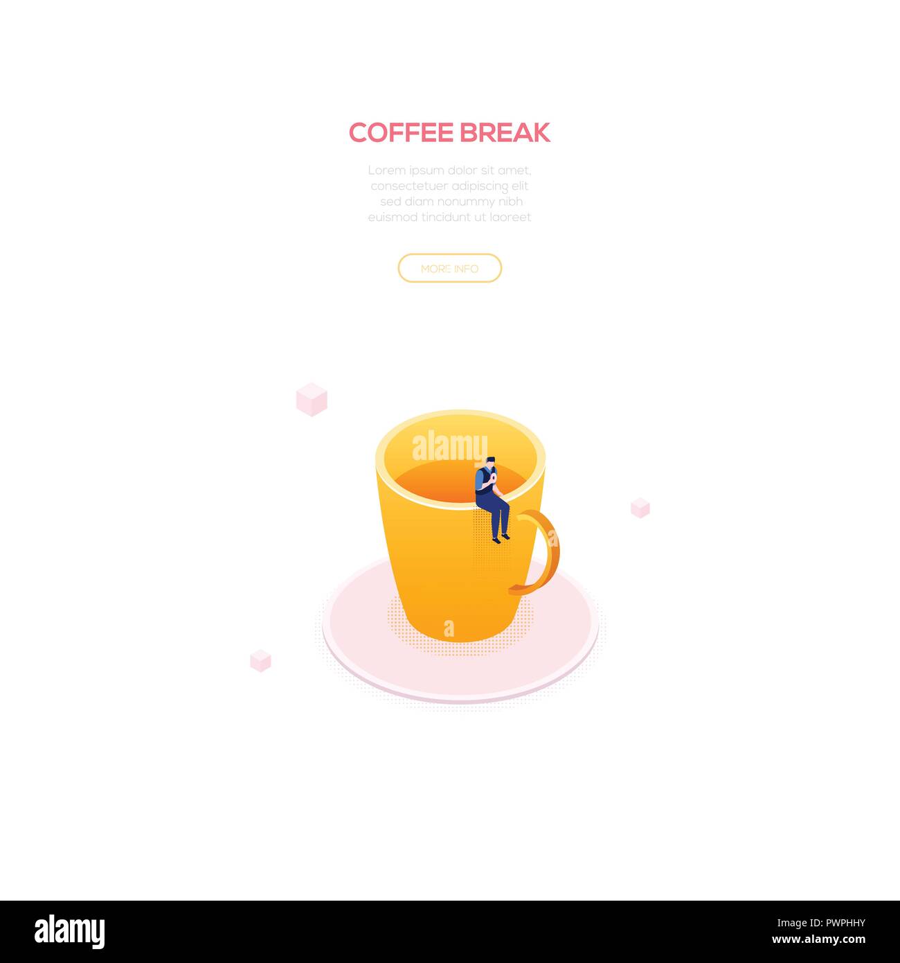 Coffee break - modern isometric vector web banner Stock Vector