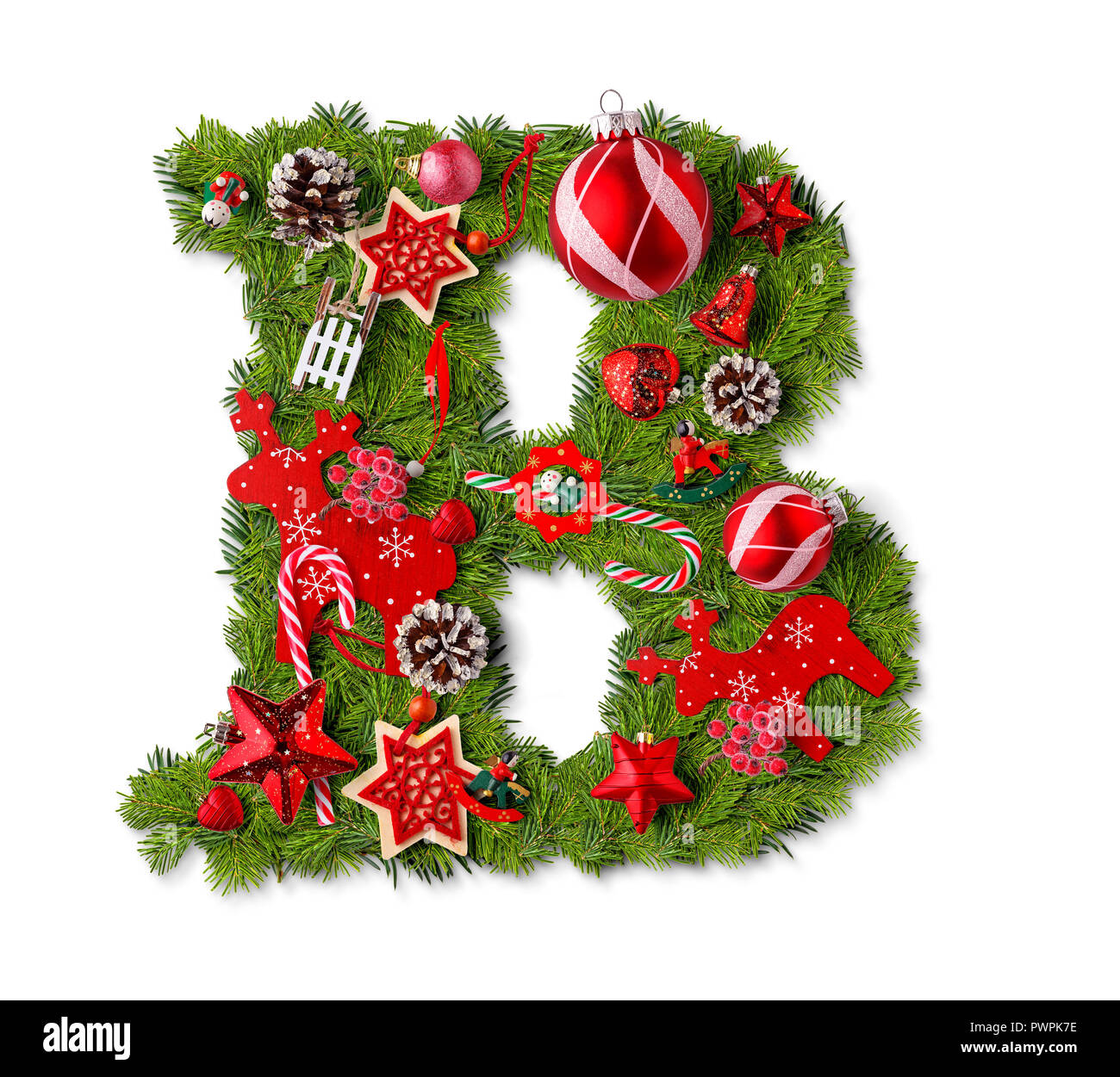 Christmas Alphabet Letter B Isolated On White Stock Photo Alamy