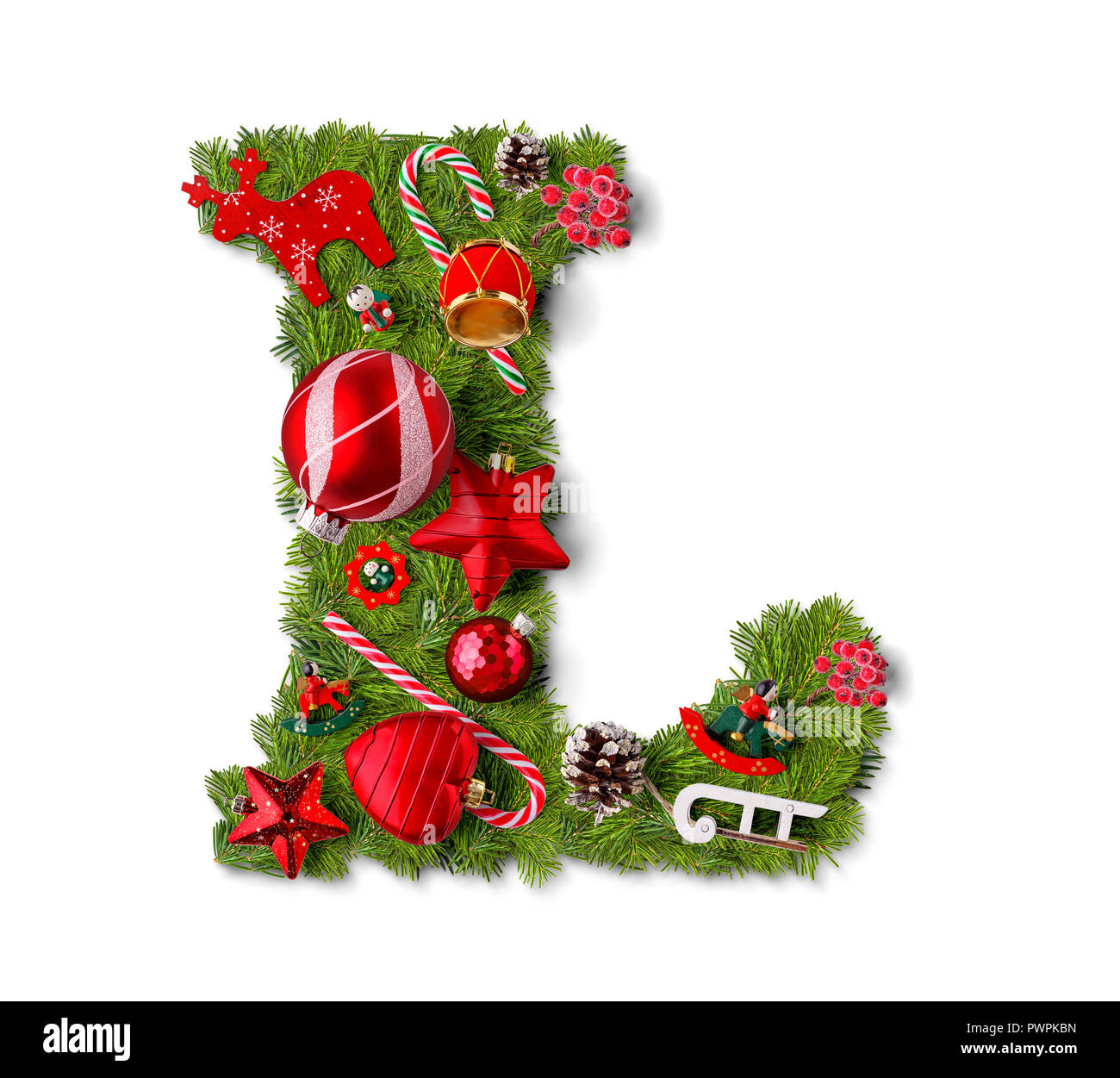 Christmas alphabet letter L isolated on white Stock Photo - Alamy