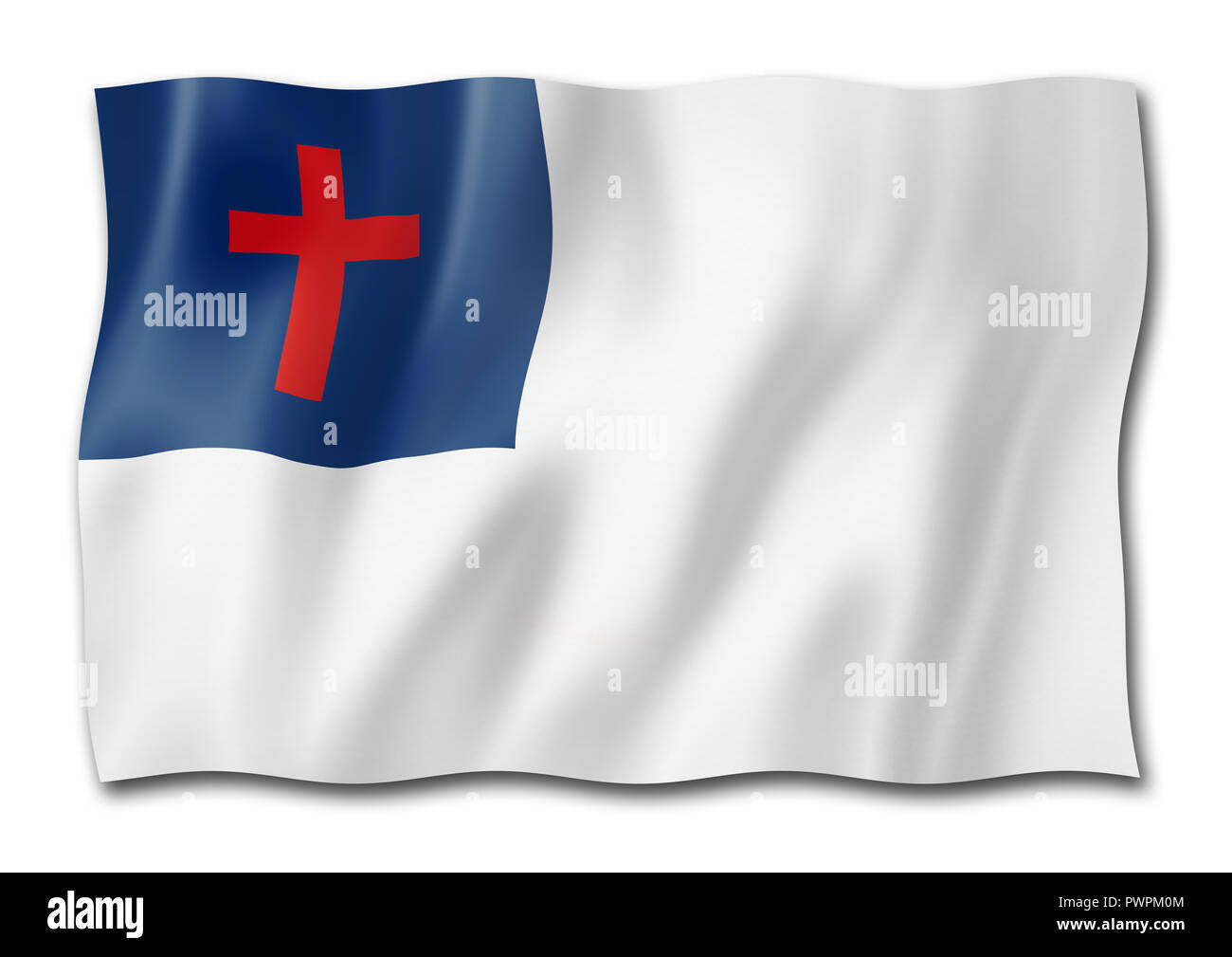 Christian flag, three dimensional render, isolated on white Stock Photo