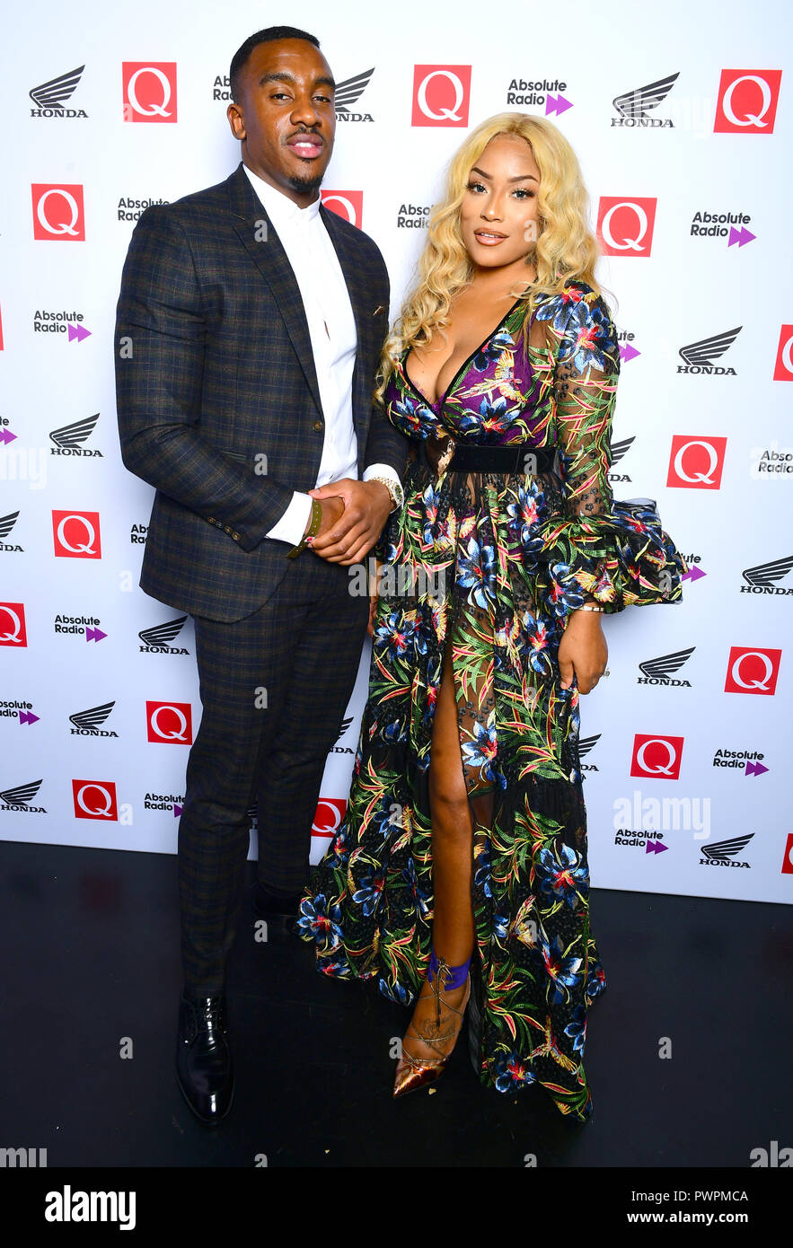 Bugzy Malone (left) and Stefflon Don in the press room during the Q Awards  2018 in association with Absolute Radio at the Camden Roundhouse, London  Stock Photo - Alamy