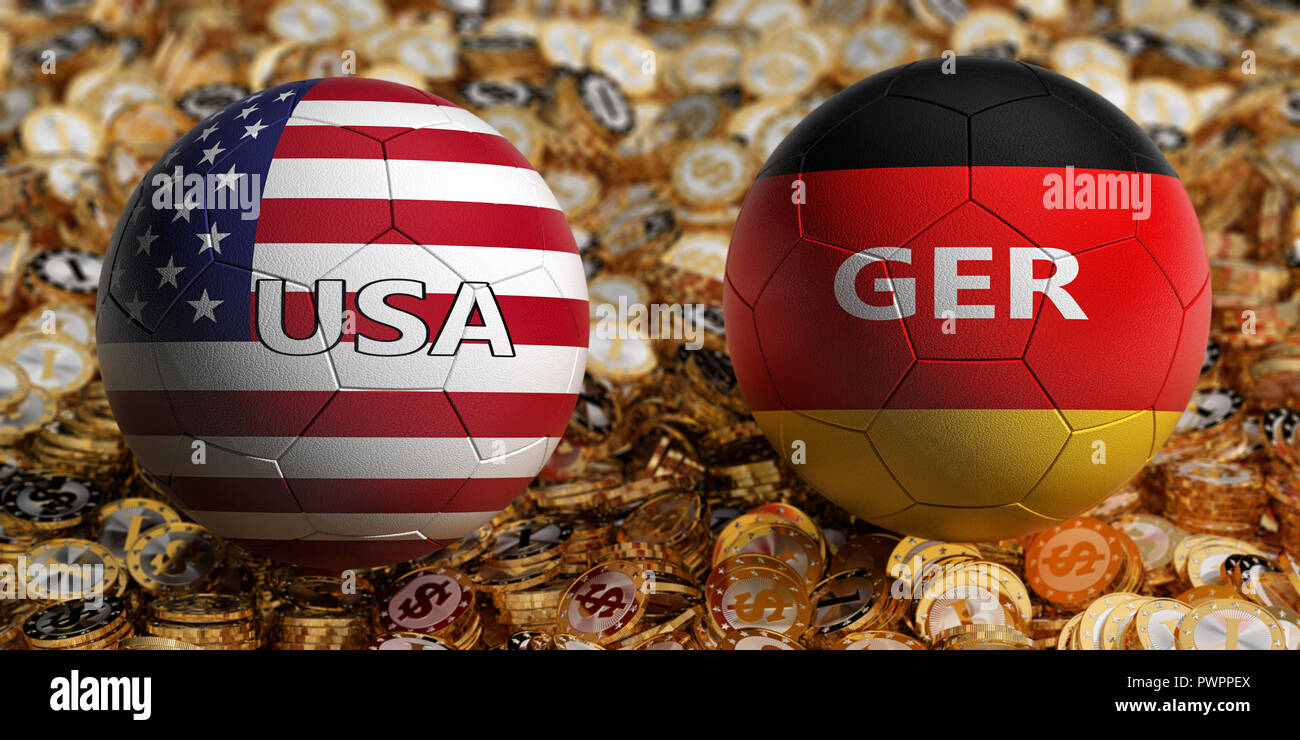 Germany vs. USA Soccer Match Soccer balls in Germany and USA national
