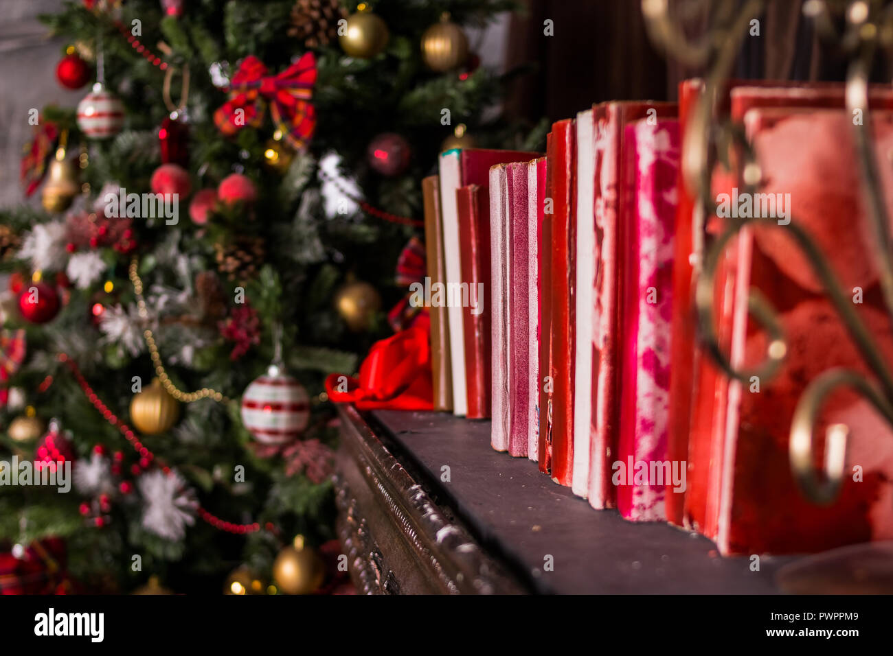 Stack Of Old Vintage Books Winter Decoration Decoration Of The