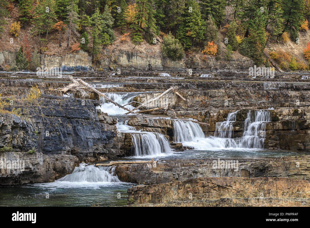 The Kootenai River Falls During Low Water In Autumn Near Libby, Montana ...