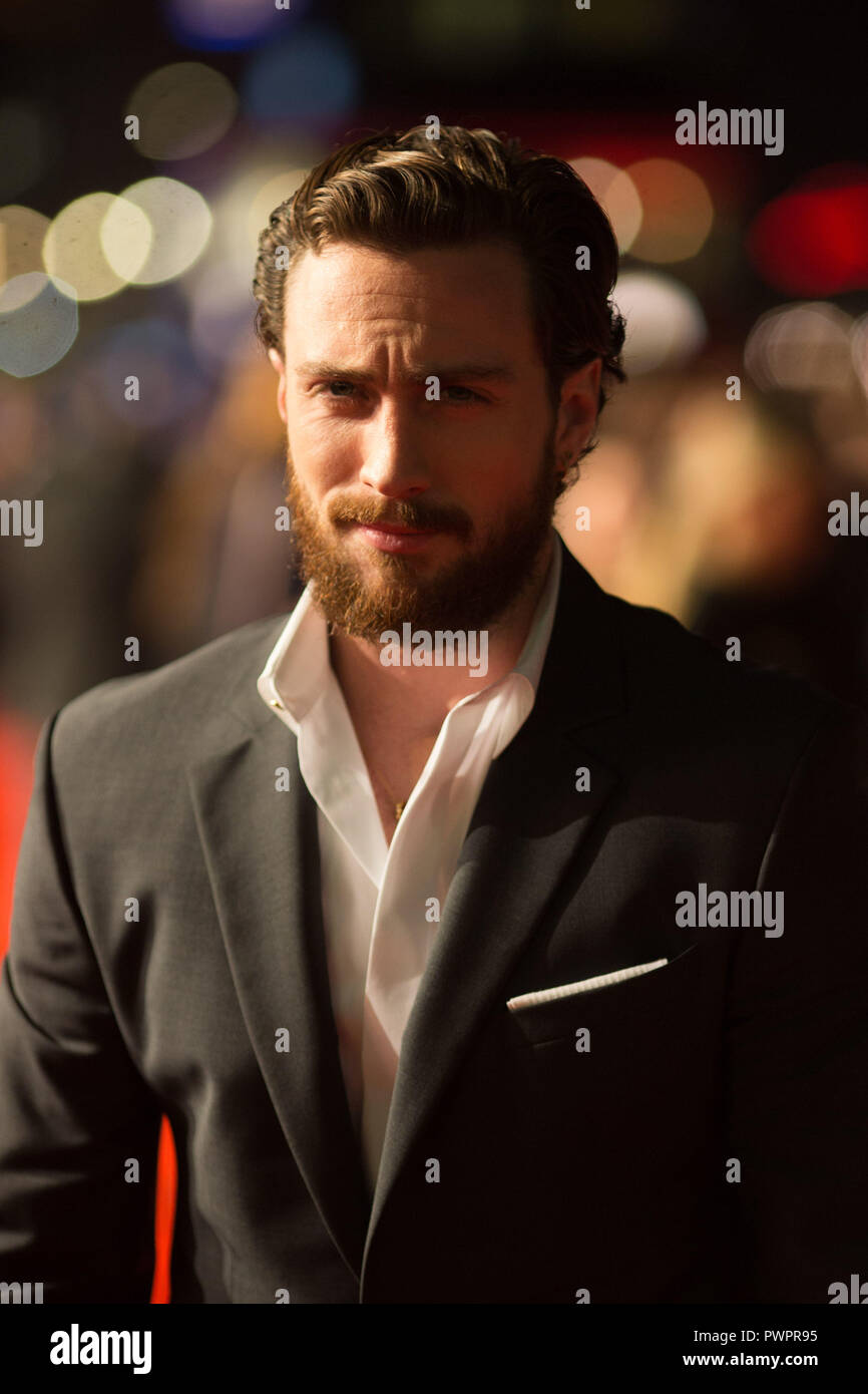Aaron Taylor Johnson arrives at the European premiere of Outlaw King at Cineworld, Leicester Square for the 62nd BFI London Film Festival. Stock Photo