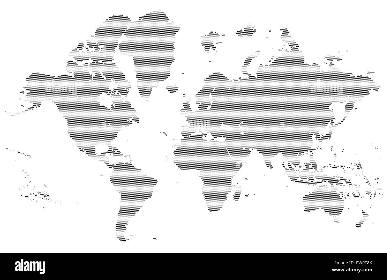 Dotted detailed map of the world vector silhouette template for your design Stock Vector