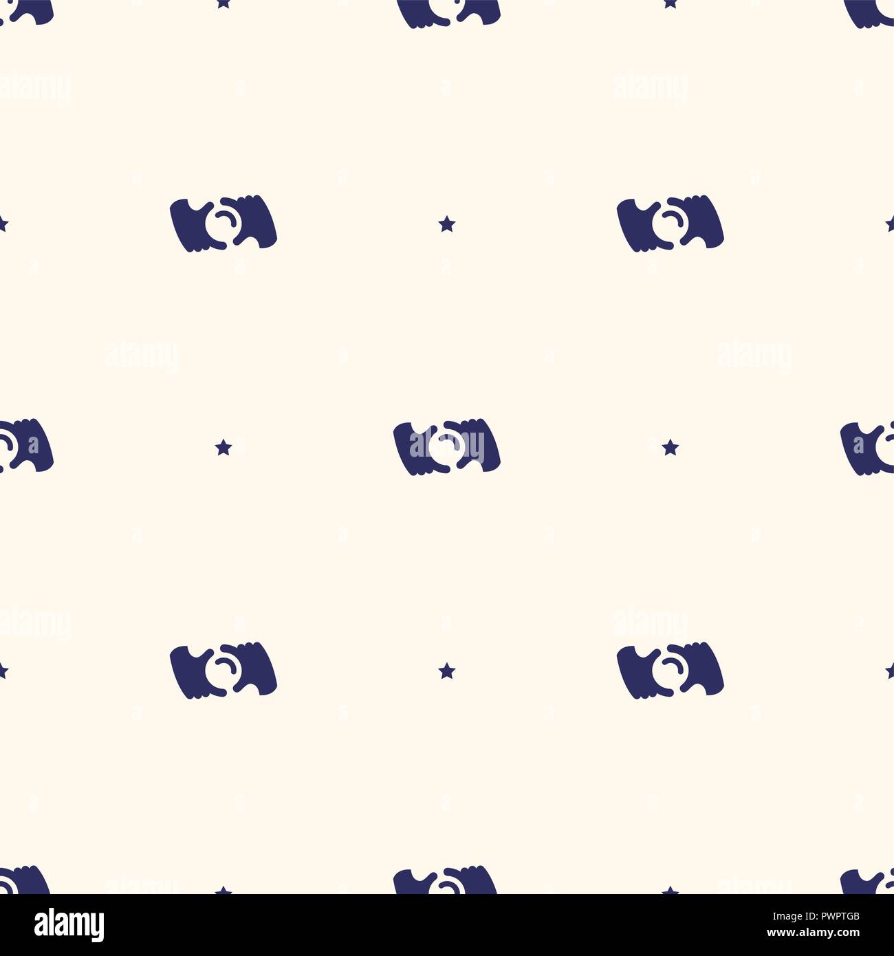 Seamless pattern minimalistic background with stylized photo camera, vector illustration template for your design Stock Vector
