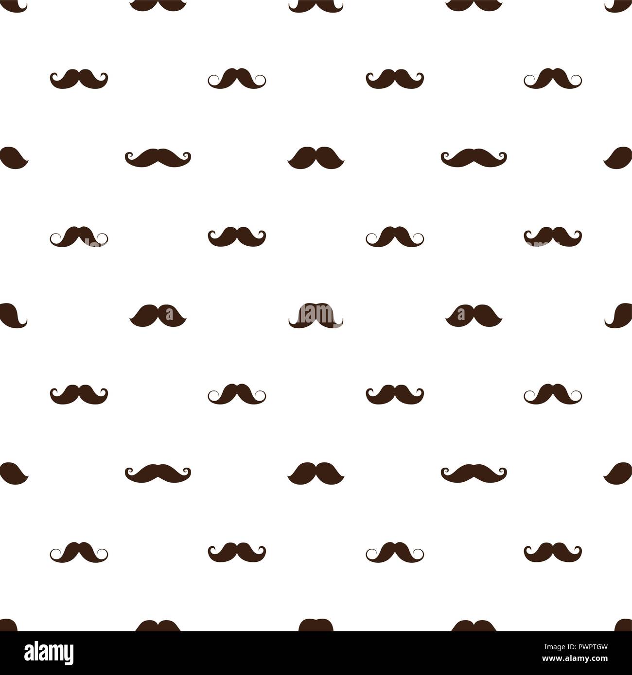 Seamless pattern with a mustache various forms, vector illustration template for your design Stock Vector
