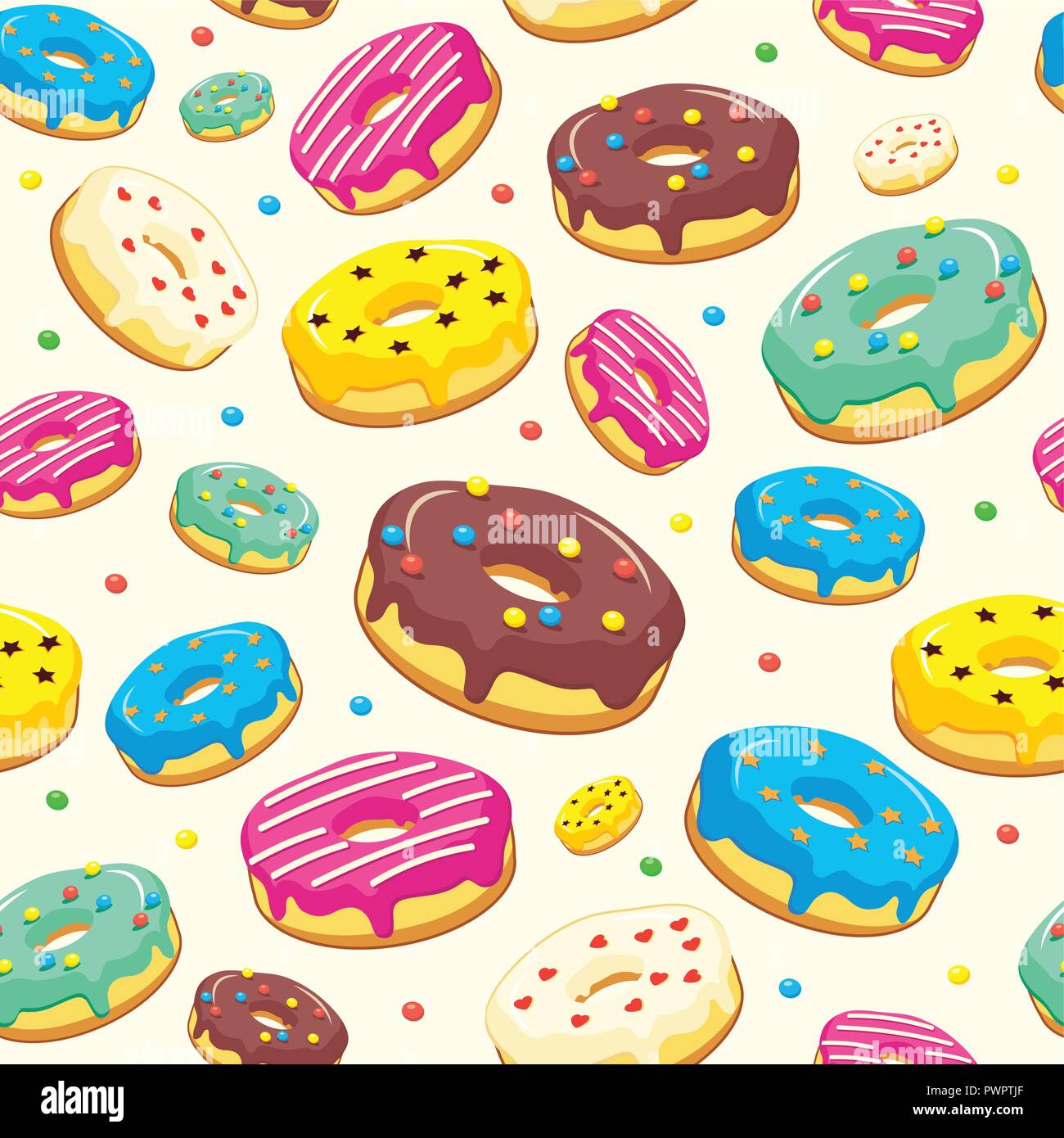 Seamless pattern with bakery and patisserie products, vector illustration for print template for your design Stock Vector