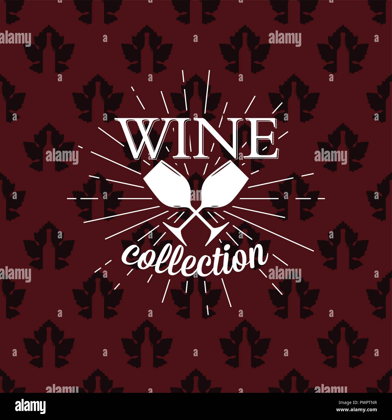 Wine collection logo on seamless pattern, vector illustration template for your logo design Stock Vector