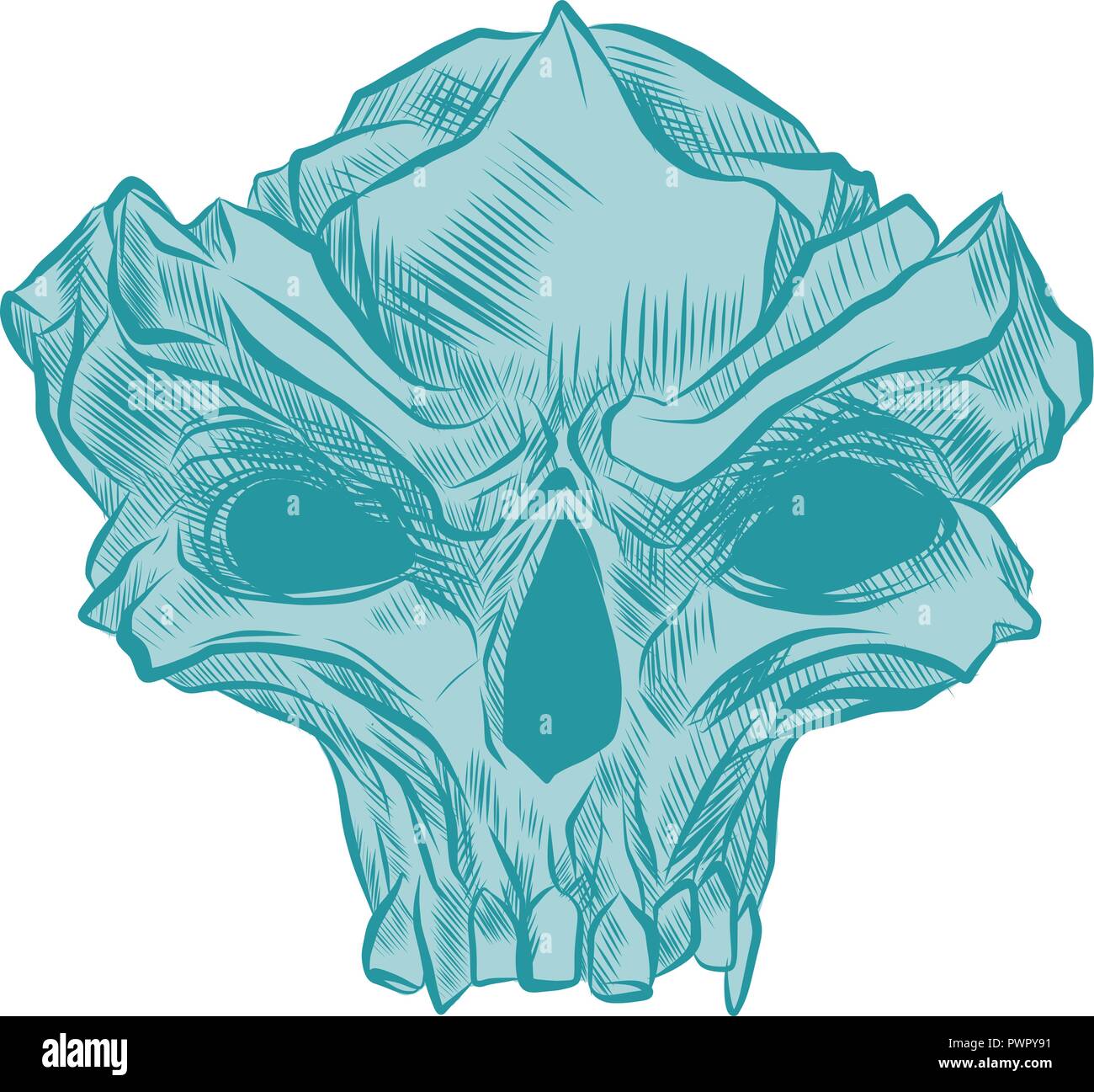 Skull Vector illustration, Collection Of Hand Drawn Skulls, Hard Core Skull Vector Art Stock Vector