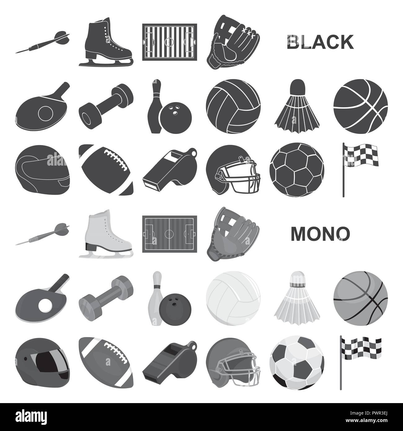 Different kinds of sports black icons in set collection for design ...