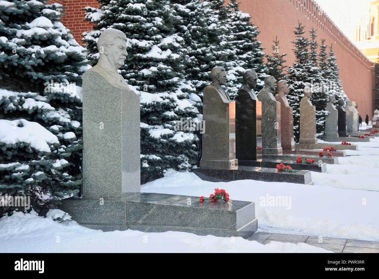 Tombs of Stalin and Other Soviet Leaders Covered Snow Stock Photo