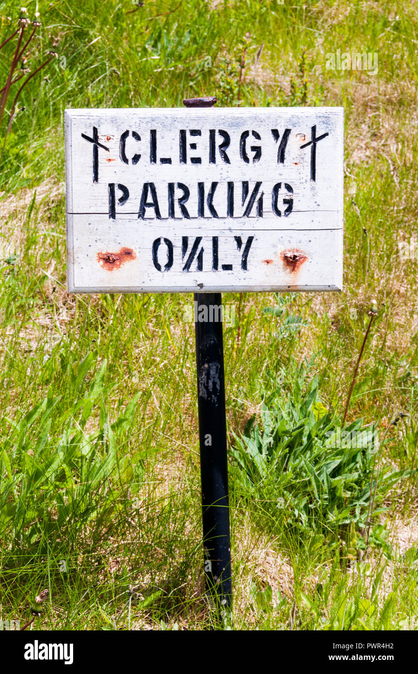 Clergy Parking Only sign. Stock Photo